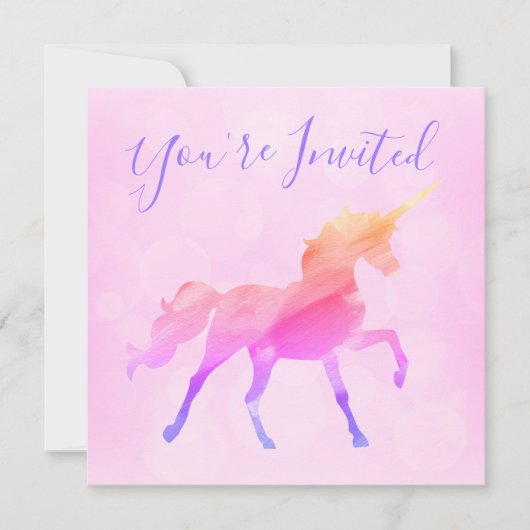 Roze pastel ombre Magical Unicorn Birthday Kaart (Voorkant)