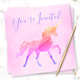 Roze Pastel Ombre Magische Eenhoorn Verjaardag Kaart