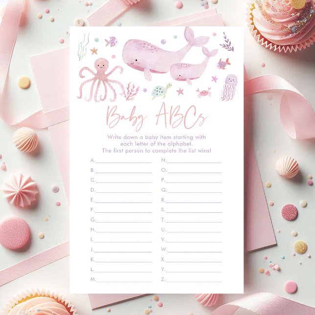 Roze pastel onder het Zee Baby shower ABCs spel (Creator heeft geüpload)