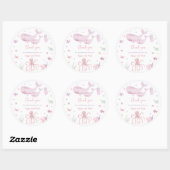 Roze pastel onder het Zee Baby shower Dank u Ronde Sticker (Vel)