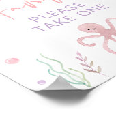 Roze pastel onder het Zee Baby shower gunstteken Poster (Hoek)