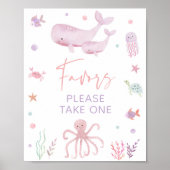 Roze pastel onder het Zee Baby shower gunstteken Poster (Voorkant)