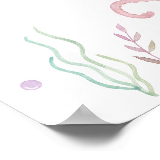 Roze pastel onder het Zee Baby shower Welkom Poster (Hoek)