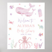 Roze pastel onder het Zee Baby shower Welkom Poster (Voorkant)