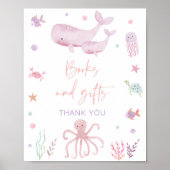 Roze pastel onder het Zee Boeken en geschenken tek Poster (Voorkant)