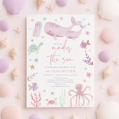 Roze pastel onder het Zee meisje Baby shower Kaart