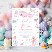 Roze pastel onder het Zee meisje Baby shower Kaart