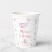 Roze Pastel Onder het Zee Verjaardag Papieren Bekers (Voorkant)