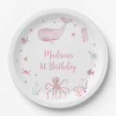 Roze Pastel Onder het Zee Verjaardag Papieren Bordje (Voorkant)