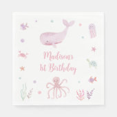 Roze Pastel Onder het Zee Verjaardag Servet (Voorkant)