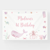 Roze Pastel Onder het Zee Verjaardag Spandoek (Horizontaal)