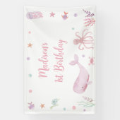 Roze Pastel Onder het Zee Verjaardag Spandoek (Verticaal)