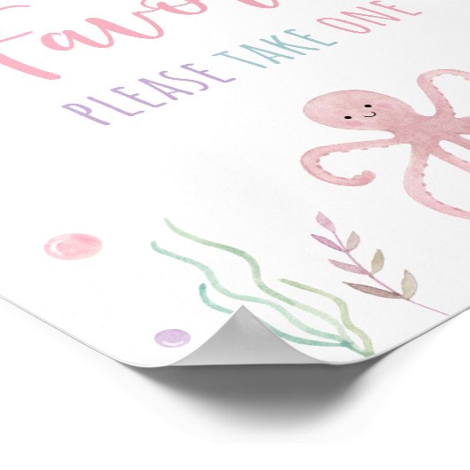 Roze Pastel Onder het Zee Verjaardagsgunst Teken Poster (Hoek)