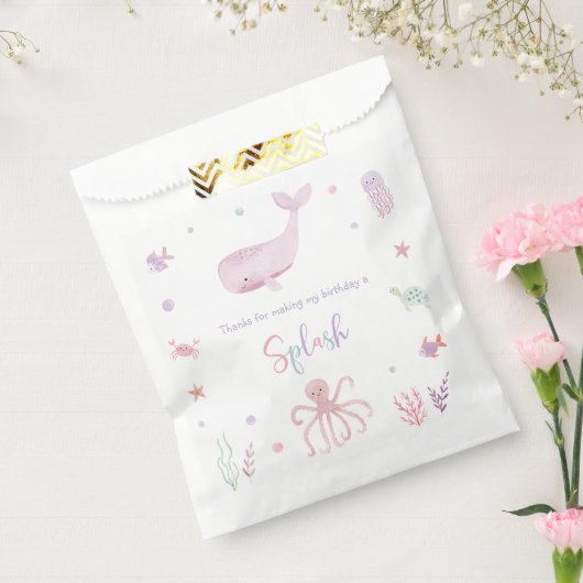 Roze Pastel Onder het Zee Verjaardagsgunsttas Bedankzakje (Gezegeld)
