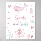 Roze Pastel Onder het Zee Verjaardagstraktenteken Poster (Voorkant)