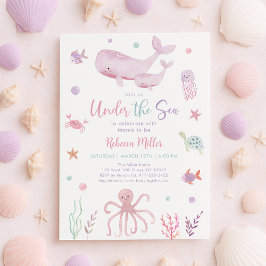 Roze Pastel Onder het Zeeen Baby shower Kaart