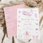 Roze Pastel Onder het Zeeen Baby shower Kaart