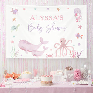 Roze Pastel Onder het Zeeen Baby shower Spandoek