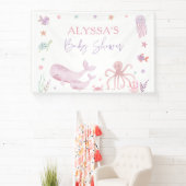 Roze Pastel Onder het Zeeen Baby shower Spandoek (Insitu)