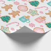 Roze pastel ontbijtkoek cadeaupapier (Hoek)