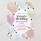 Roze Pastel Party Ballonnen Verjaardagsviering Kaart (Voorkant / Achterkant)