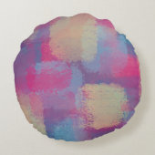 Roze Pastel Patchwork Initiaal Ronde kussen (Achterkant)