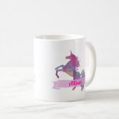 Roze pastel patchwork Unicorn Silhouette Design Co Koffiemok (Voorkant rechts)