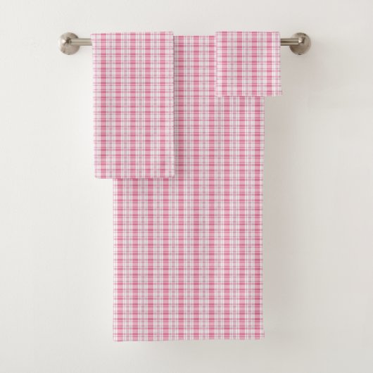 Roze Pastel Plaid Bad Handdoek Set (Insitu)