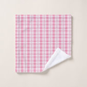 Roze Pastel Plaid Bad Handdoek Set (Wasdoekje)