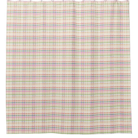 Roze Pastel Plaid Douchegordijn (Voorkant)