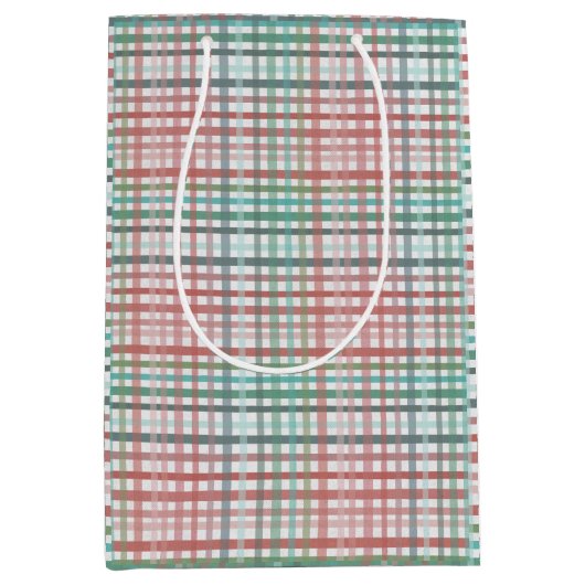 Roze pastel plaid medium cadeauzakje (Voorkant)