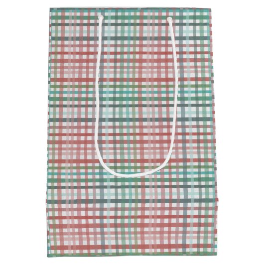 Roze pastel plaid medium cadeauzakje (Achterkant)
