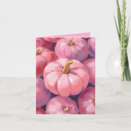 Roze Pastel Pompoenen Halloween Feestdagen Kaart