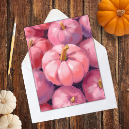 Roze Pastel Pompoenen Halloween Feestdagenkaart
