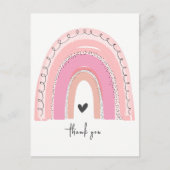 Roze Pastel Regenboog Dank Je Postkaart (Voorkant)