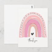 Roze Pastel Regenboog Dank u Briefkaart (Voorkant / Achterkant)