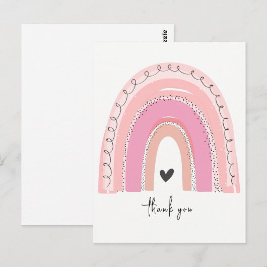 Roze Pastel Regenboog Dank u Briefkaart (Voorkant / Achterkant)