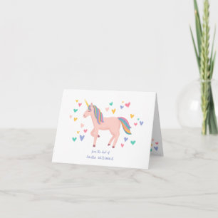 Roze Pastel Regenboog Eenhoorn Kinderen Persoonlij Bedankkaart