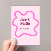 Roze pastel retro bruiloft grens lijst naam datum acryl uitnodigingen (Insitu (Draagbaar))