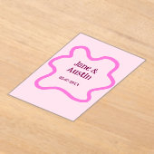 Roze pastel retro bruiloft grens lijst naam datum acryl uitnodigingen (Laagn)