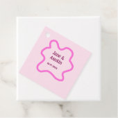 Roze pastel retro bruiloft grens lijst naam datum bedankjes labels (In situ)