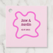 Roze pastel retro bruiloft grens lijst naam datum bedankjes labels (Voorkant)