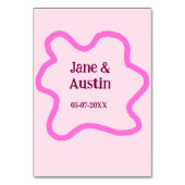 Roze pastel retro bruiloft grens lijst naam datum kaart (Achterkant)