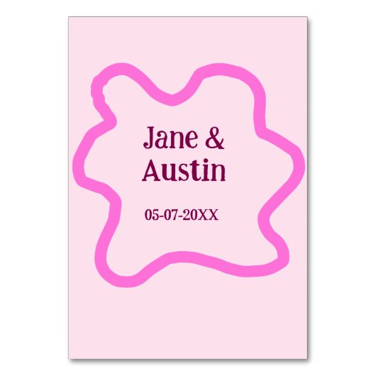 Roze pastel retro bruiloft grens lijst naam datum kaart (Voorkant)