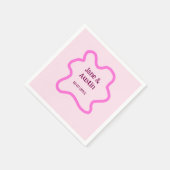 Roze pastel retro bruiloft grens lijst naam datum servet (Hoek)