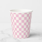 Roze Pastel Retro Check Patroon Meisje Baby shower Papieren Bekers (Achterkant)