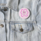 Roze pastel retro trouwgrens frame naam datum ronde button 5,7 cm (In situ)