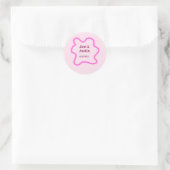 Roze pastel retro trouwgrens frame naam datum ronde sticker (Tas)