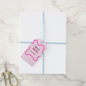 Roze pastel retro trouwrand frame naam datum cadeaulabel (Met Touw)