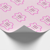 Roze pastel retro trouwrand frame naam datum cadeaupapier (Hoek)